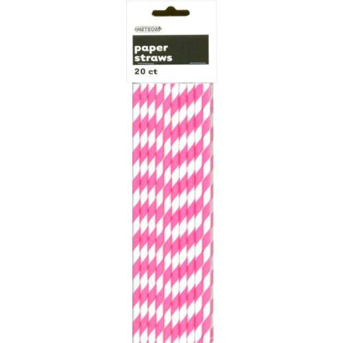 Paper Straws - Pink and White Stripes - Click Image to Close